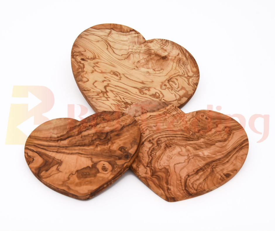 Olive Wood Cutting Board – Heart-Shaped