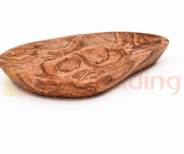 Olive Wood Dish-Three Carved Compartments