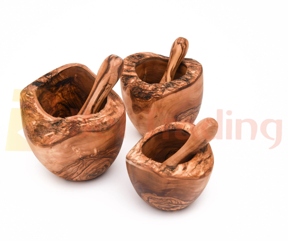 Olive Wood Mortar and Pestle – Natural Style