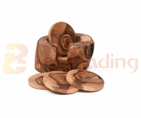 Olive Wood Rustic Coaster Set