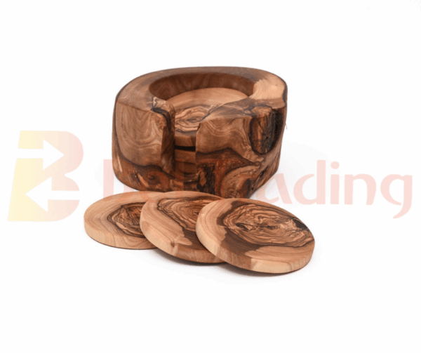 Olive Wood Rustic Coaster Set