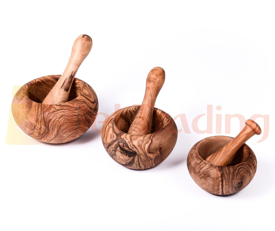 Olive Wood Mortar and Pestle Smooth Style