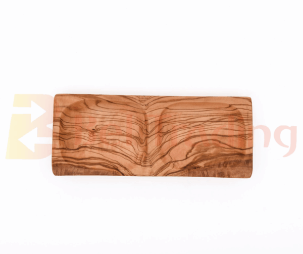 Olive Wood Rectangular Dish with Two Carved Compartments