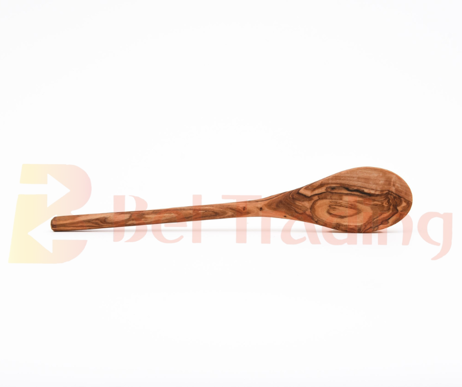 Olive Wood Spoon with Rounded Handle and Oval Head