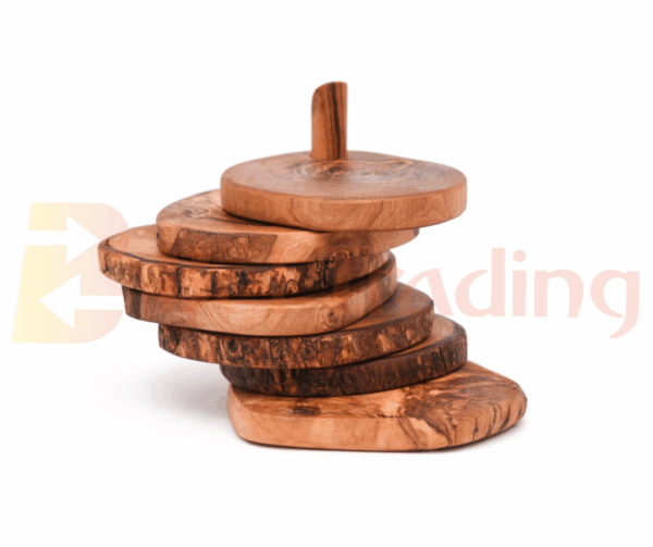 Olive Wood Rustic Coaster Set 1