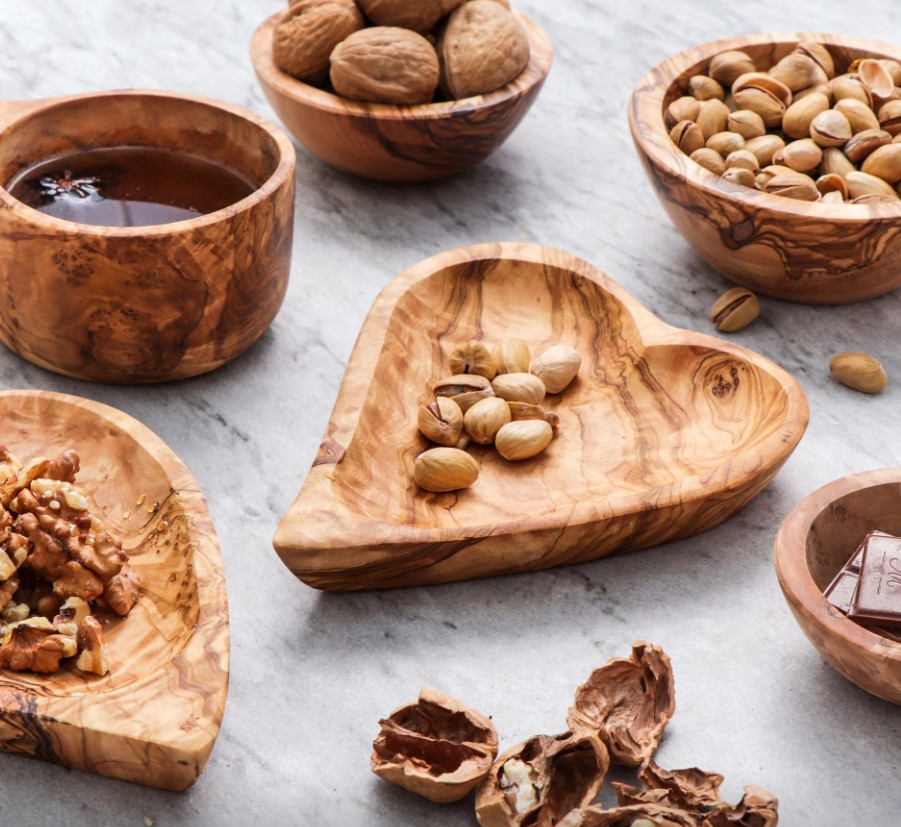 olive wood server nuts